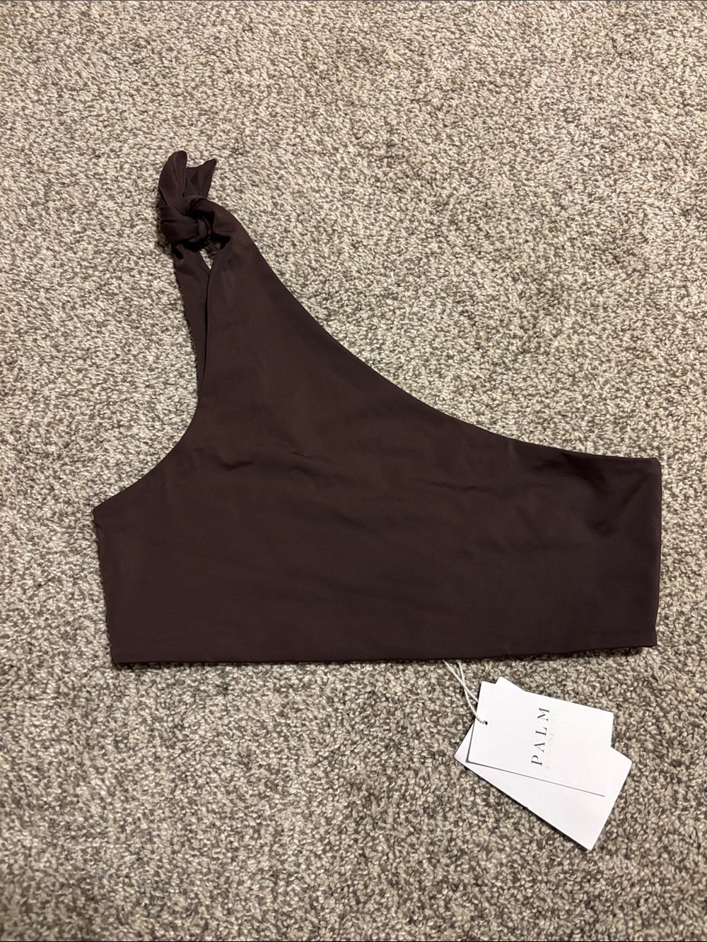 One-Shoulder Chocolate Brown Bikini Top